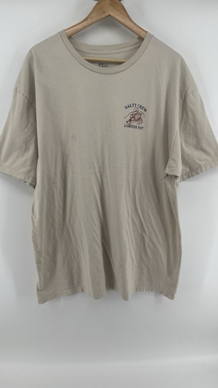 Salty Crew Lobster Pot T-Shirt Men’s XXL Beige Graphic Short Sleeve Tee